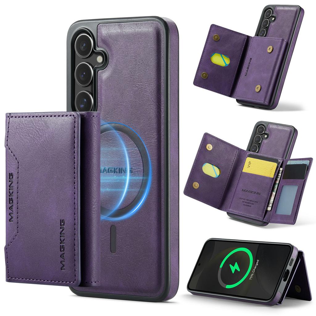 For Samsung Galaxy S25 Case Compatible with MagSafe PC+TPU+PU Phone Cover