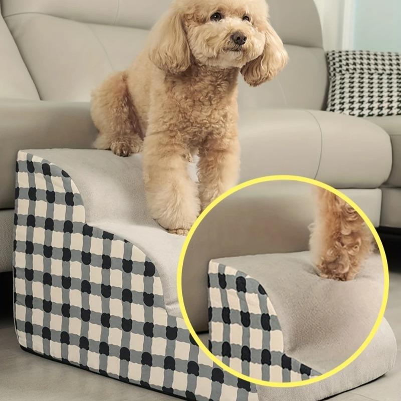 1pc Pet Stairs for Sofa & Bed, 2/3 Step Foam Ramp for Small Senior Dogs, Portable Non-Slip Steps To Relieve Joints