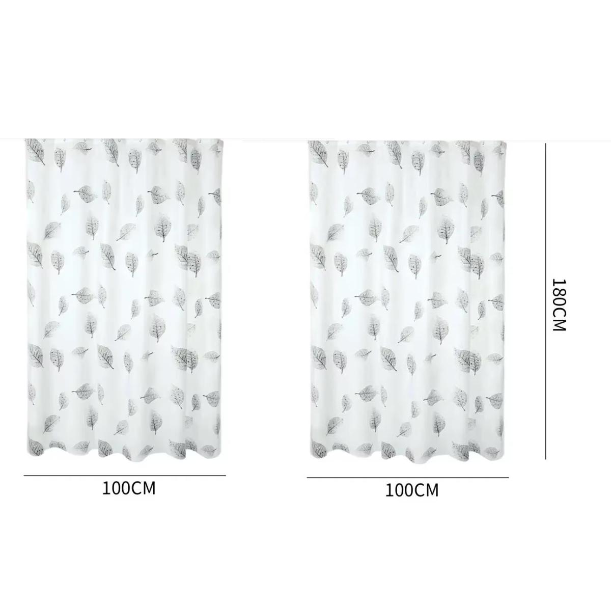 

Занавески для душа для ванной комнаты PEVA Водонепроницаемые Утолщенные Занавески для ванны с крючками Металлические люверсы с защитой от ржавчины Занавеска для душа с рисунком листьев 100X180cm