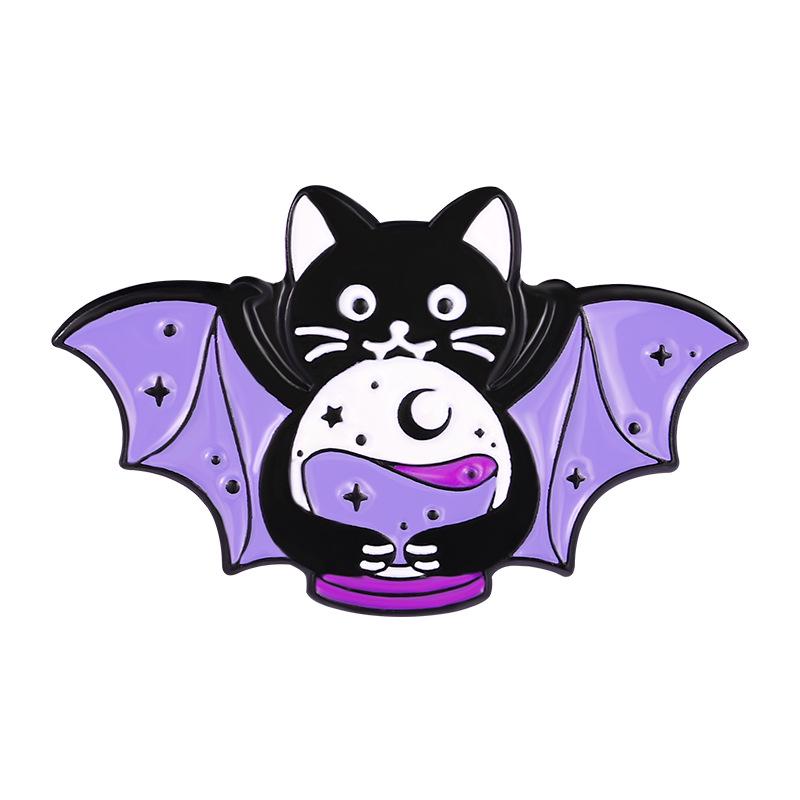 Creative Cartoon Purple Kitten Butterfly Wings Brooch - Cute Bag & Clothing Accessory