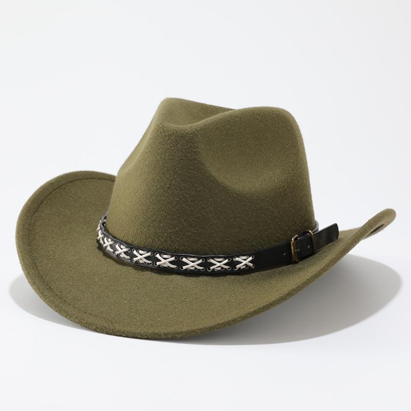 Cappello di feltro Cappello western in denim Cappello a cilindro in lana denim Cappello da cavaliere con bordo arricciato da uomo e da donna Cappello jazz europeo e americano Cappello di feltro