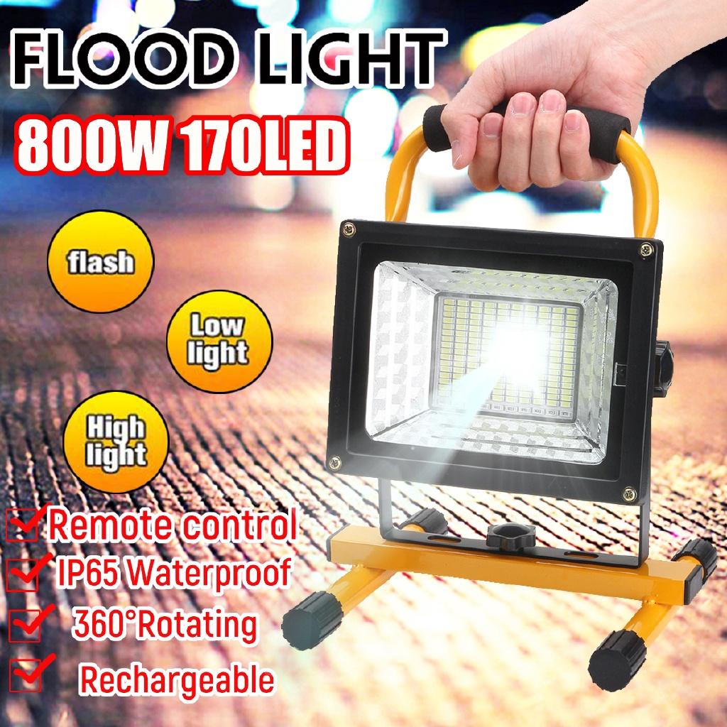 800W 170 LED Floodlight Remote Waterproof Spot Work Camping Outdoor Handheld Work Lights Portable Lantern Rechargeable