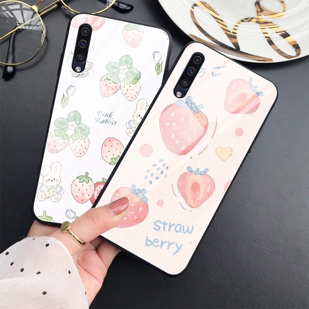Fruit Strawberry Phone Case For Samsung Galaxy A73 A53 A33 A72 A52 A32 A22 A21 A13 A21s 5g A50 Tempered Glass Cover Carcasa