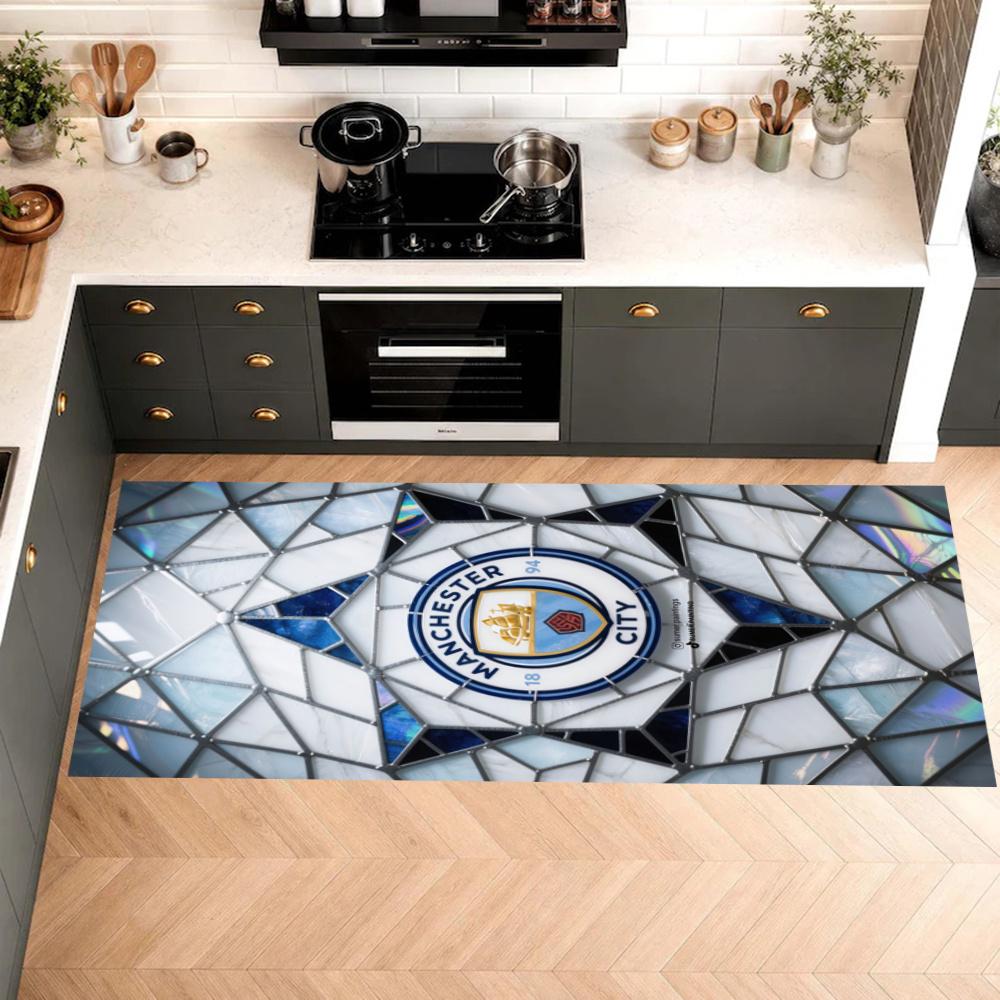 Manchester City Kitchen Floor Mat Long Strip Mat Antislip Machine Washable Suitable For Bathrooms Laundries Home Decoration Carpets