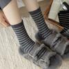 5 Pairs of Female Autumn and Winter Color Stripes In The Tube Warm Pile Socks