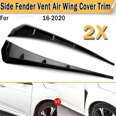 Side Fender Vents for Honda Civic 10Th Gen 2016- Front Pair Gloss Black ABS Fender Vent Covers