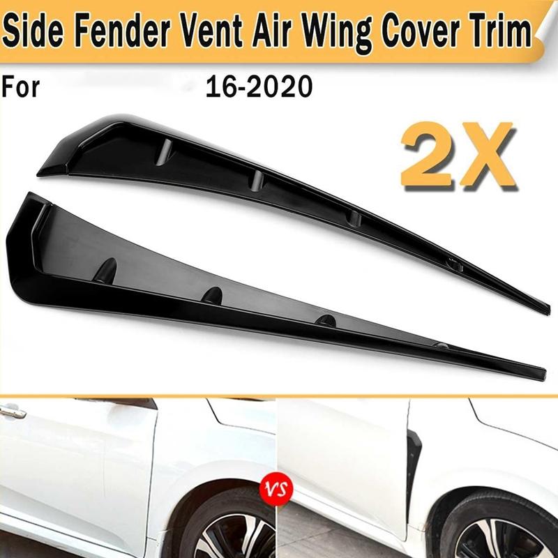 

Side Fender Vents for Honda Civic 10Th Gen 2016- Front Pair Gloss Black ABS Fender Vent Covers