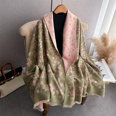 Blumen Pashmina Schal Damen Wickeltuch Warme Winterschals Herbst Design Druck Damen Halstuch Strandstolen Luxus Schal