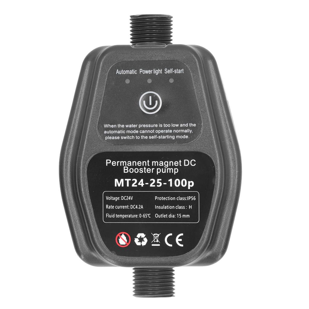 Boosterpump Borstlös DC-motor Automatisk Permanentmagnet för Hem Slangbevattning 100W 24V Svart