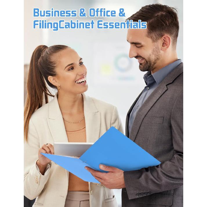 Cesil 6 Pack Folders with Pockets 3 Hole Punched, Plastic Pockets Folders for 3 Ring Binder with Labels, Heavy Duty Binder Folder, 2-Pocket Folder