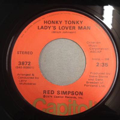 7inch Record RED SIMPSON - Honky Tonky Lady's Lover Man 3872 CAPITOL 1974 US Country/Folk Used