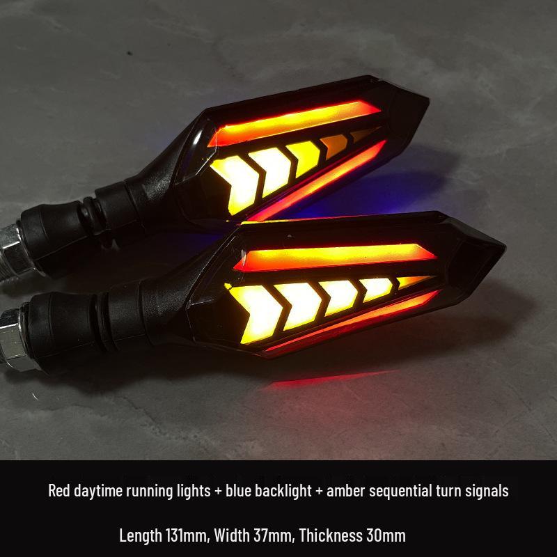 LED Flowing Water Turn Signal Lights for Off-Road Motorcycles - 12V Arrow Design.