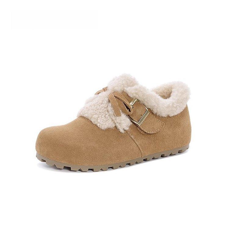 Vielseitige Boken Baumwollschuhe für Damen 2025 neu Herbst und Winter gefütterte und verdickte Doudou Baumwollschuhe mit einem Fuß auf warmen Schneestiefeln