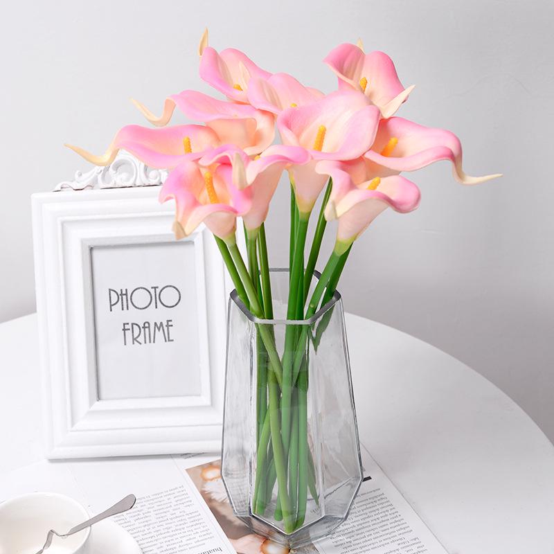 Mini PU Calla Lily Artificial Flowers for Home Decor and Photography Props