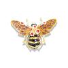 European-American Hand-Painted Enamel Bee Brooch with Pink Flower & Diamond Detail