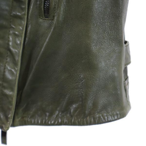 ARMANI JEANS Riders leather jacket 42 Khaki Women Used