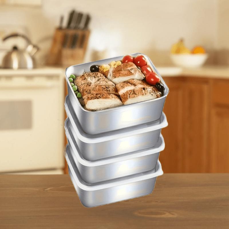 

8Set-4Box4Cover Stainless steel prep container With transparent cover - Stackable Leak-Proof Dishwasher-safe food storage containers Suitable 8pcs(4Box+4Cover)