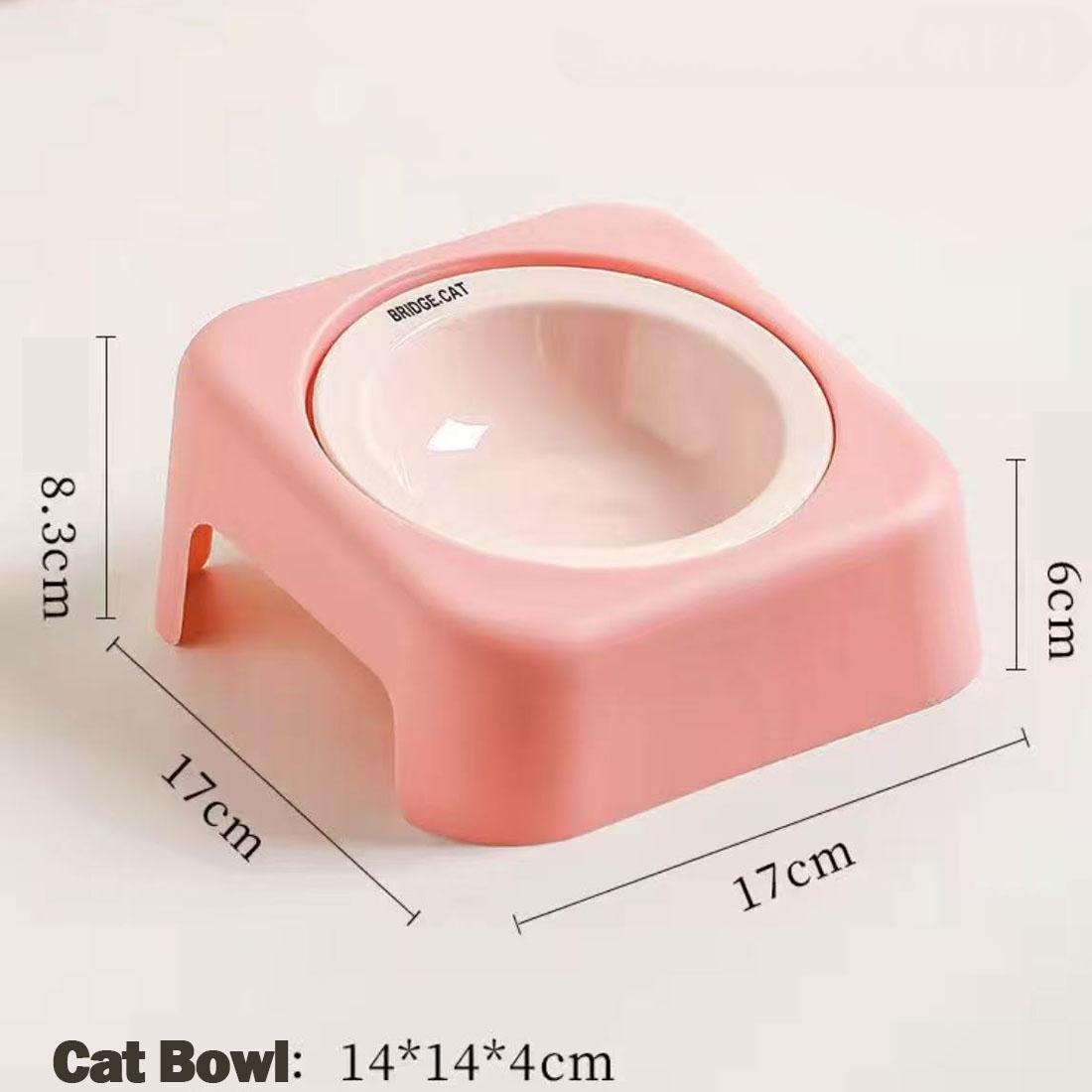 

1pc Cat Bowl Ceramic Food Bowl Plastic Holder Neck Protection Dog Food Bowl Anti Tilt Pet Feeding Bowl розовый