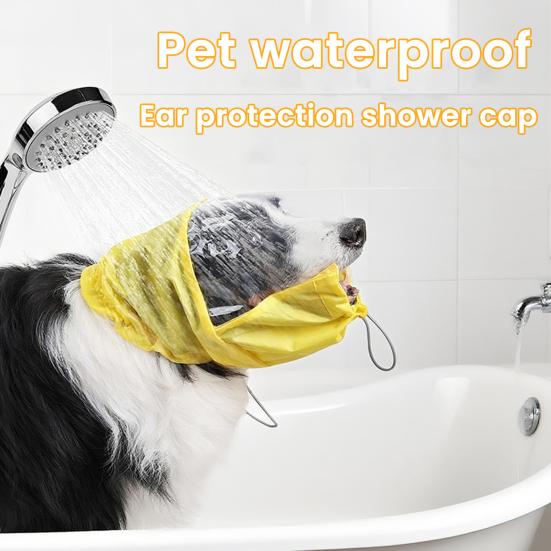 Czepek do kąpieli dla psa z przezroczystym wizjerem Wodoodporna ochrona uszu zwierzaka Kapelusz do kąpieli Regulowane nakrycie głowy dla kociaka szczeniaka małych średnich psów kotów