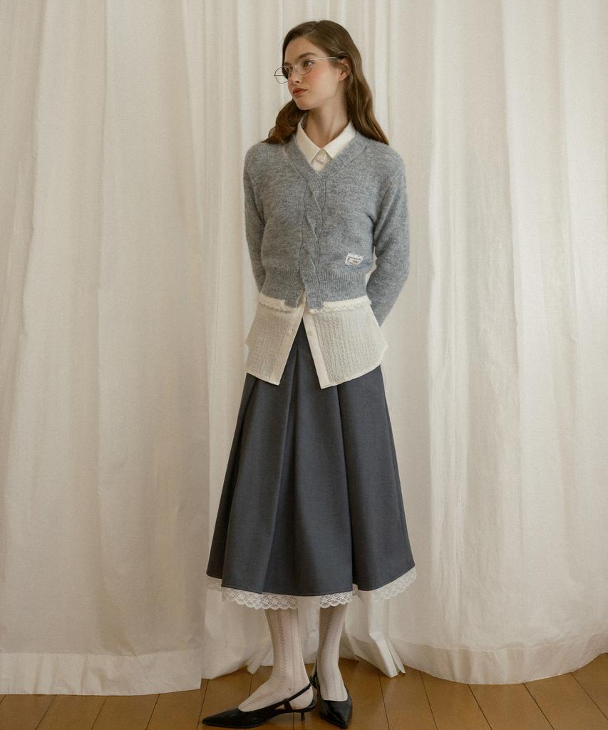 Baitalssain Lace Pleated Full Skirt (3C)