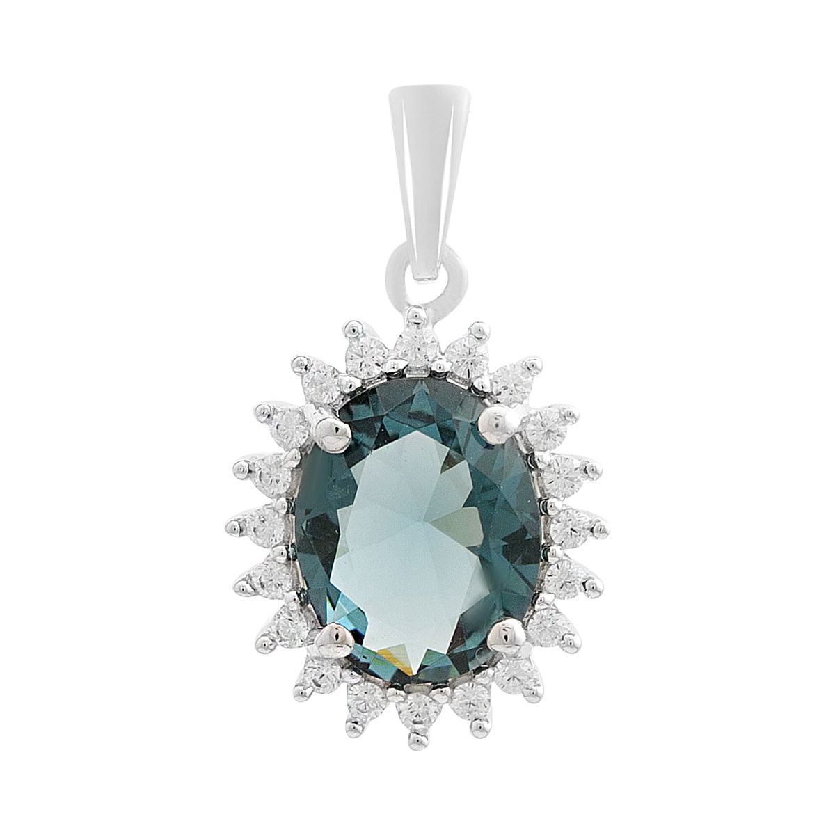 

Серебряная подвеска с топазом Лондон Блю 2.288ct, фианитами (2204954) синій