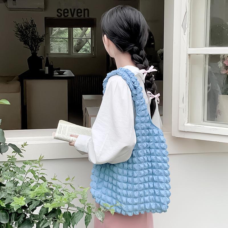 Korean Style Cloud Bubble Pleated Shoulder Handbag for Women, Large Capacity Mother-and-Child Cloth Bag