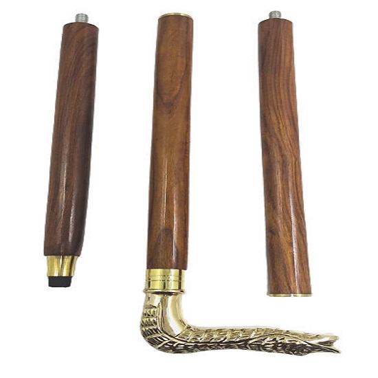 Snake Face Brass Handle Canes and Walking Sticks for Men Women 91.44 Cm Brown Wood Brass Handle Unisex Derby Foldable Cane