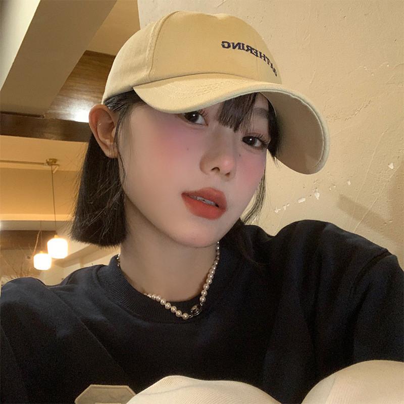 Embroidered Letter Gathering  Baseball Cap Adjustable Unisex Hat For Adults