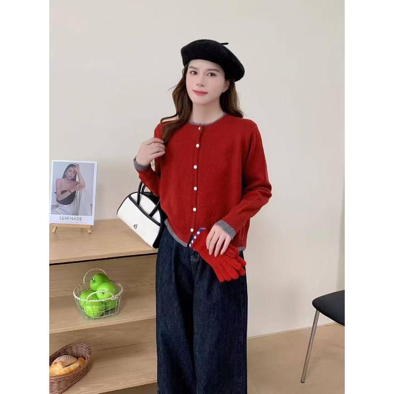 Fake Two-piece Knitted Cardigan Women's Autumn and Winter New Small Short Bottom Thin Sweater Jacket Women
