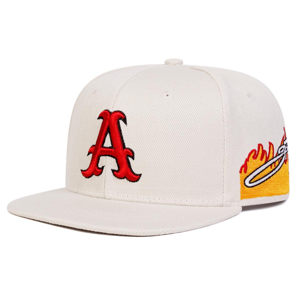 Men Letter A Embroidered Side Flame Hip Hop Hat Outdoor Adjustable Sunscreen Leisure Hat Spring Autumn Travel Tourism Beach Vacation