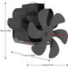 6 Blade Wood Stove Fan Heat Powered with Magnetic Thermometer Flue Pipe Mounted Silent EcoFriendly