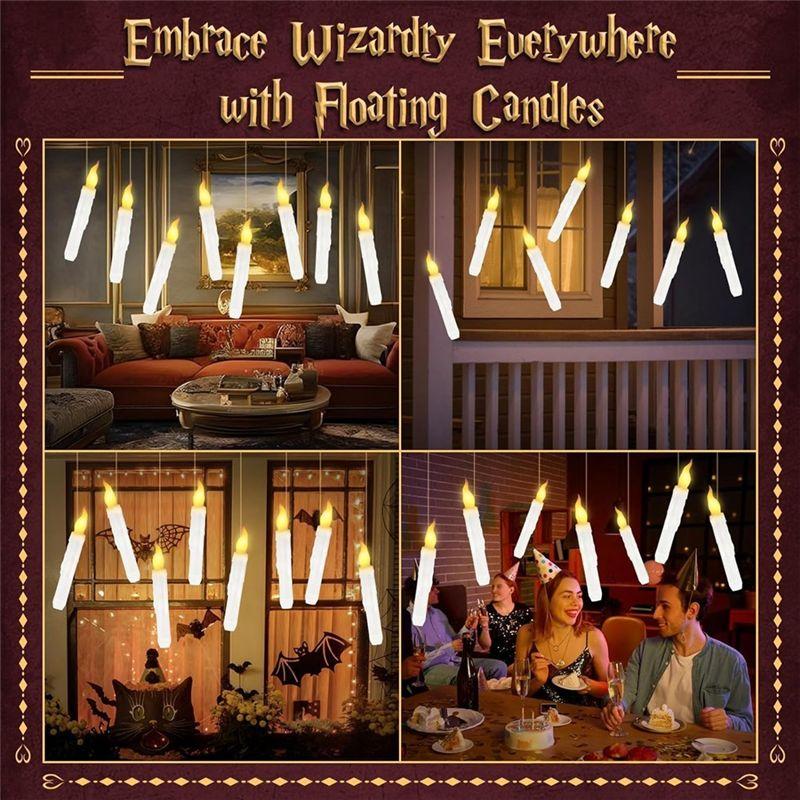 BAAU 12PCS Floating Candle With Wand Remote Magical Floating Candle Flameless Hanging Candles For Christmas Decor A