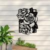 1pc Large Metal Rose Wall Art Elegant Plants & Floral Design Decorative Flowers Stylish Metal Wall Signs for Beautiful Decor