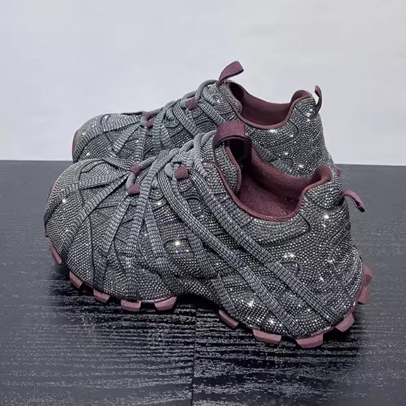 Women's 2026 New Platform Casual Shoes Fall Fashion Rhinestone Sneakers