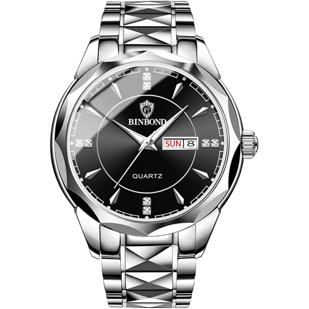Men s Analog Watch Silver Simple Calendar 3ATM Waterproof Casual Business Stainless Steel Band