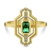 Elegant Retro French Green Diamond Ring - Versatile Women's Fashion Accessory