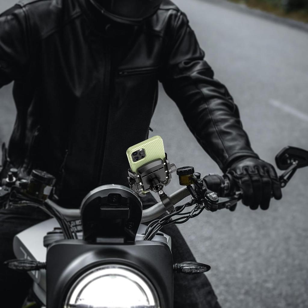 Bike Motorcycle Phone Mount With Aluminum Alloy Mounting Base, [1S Lock & Release] [Camera Friendly] Bicycle Handlebar Cell Phone Holder For Scooter