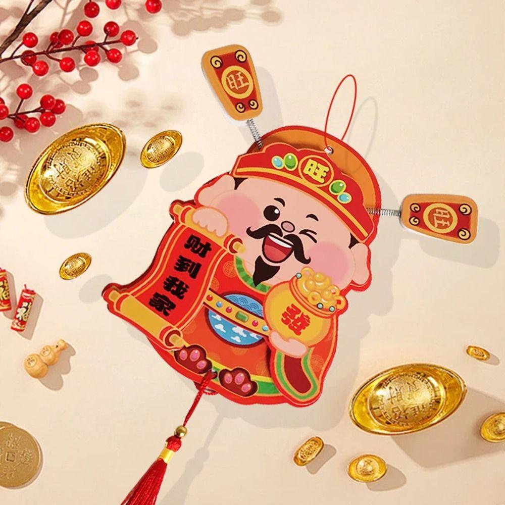 Cute Chinese God of Wealth Fridge Magnets Traditional Snake Year Hanging Pendent  Home