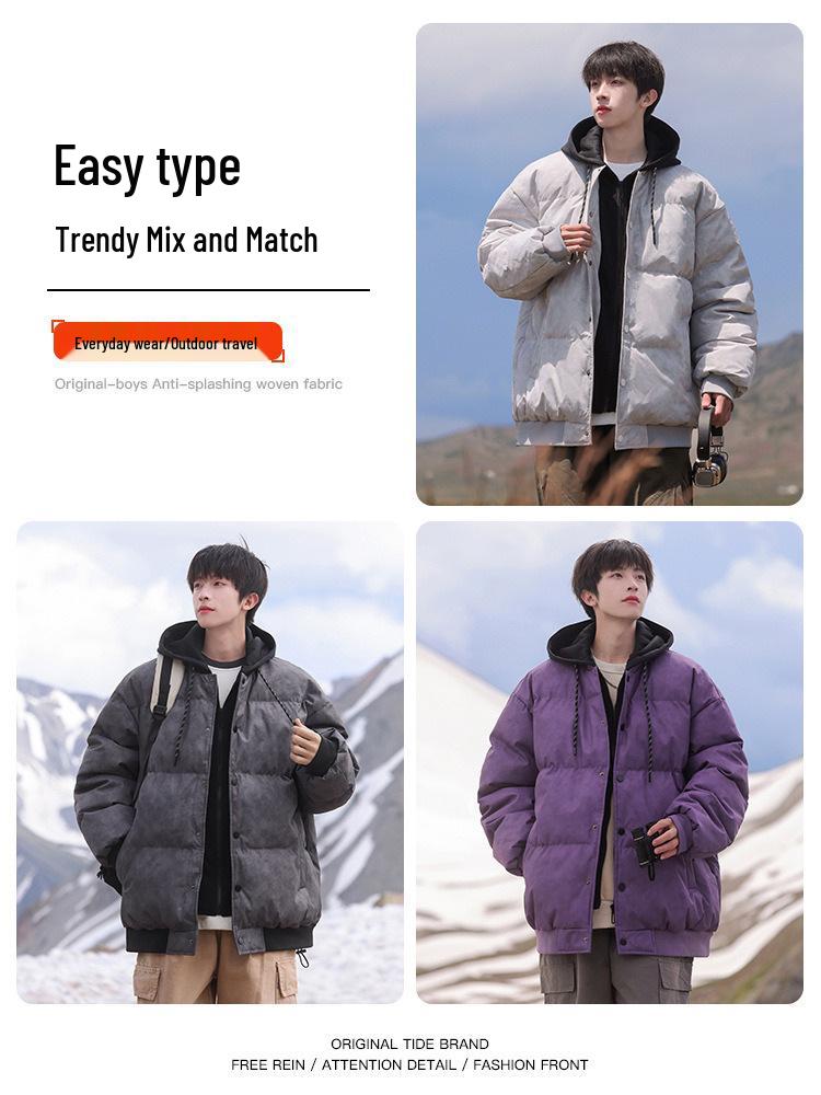 Men's Winter Thickened Hooded Cotton Jacket - Two-Piece Design, Warm Casual Outerwear