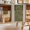 Cotton And Linen Table Flag Tassel Knotted Small Fresh Sage Green Festival Party Table Decoration Coffee Table Tablecloth Mat