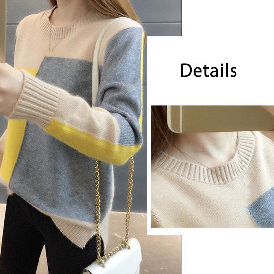 Pulovere tricotate în culoarea bomboanei Pulovere pentru femei, toamnă, iarnă, cu fundul liber, marime mare, ocazional, cu mânecă lungă