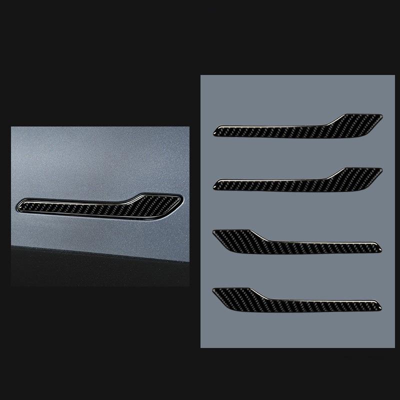 Schwarze Carbonfaser Außen Türgriff Aufkleber für Tesla Model 3/Y (2017-2022)