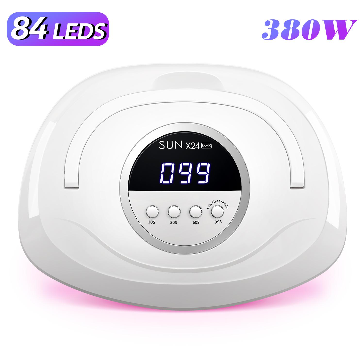 

380W 84LEDS Powerful UV LED Nail Dryer Nail Lamp For Curing All Gel Nail Polish Professional Lamp Light Manicure Equipment EU Plug белый