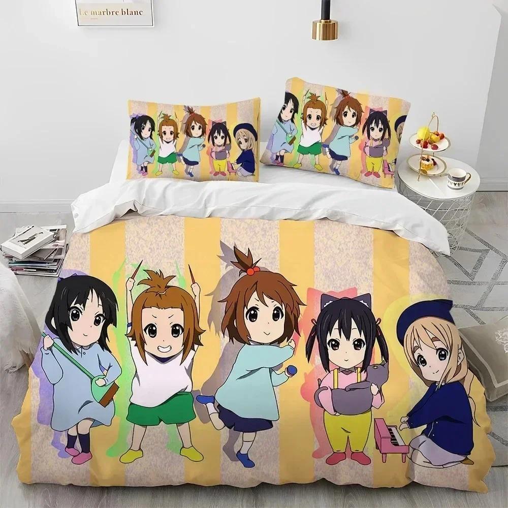 K-ON Cartoon Cute Lolita Kawaii Girls Bedding Set Printed With Pillowcase Bed Duvet Cover Soft Queen King Size Bedclothes Home