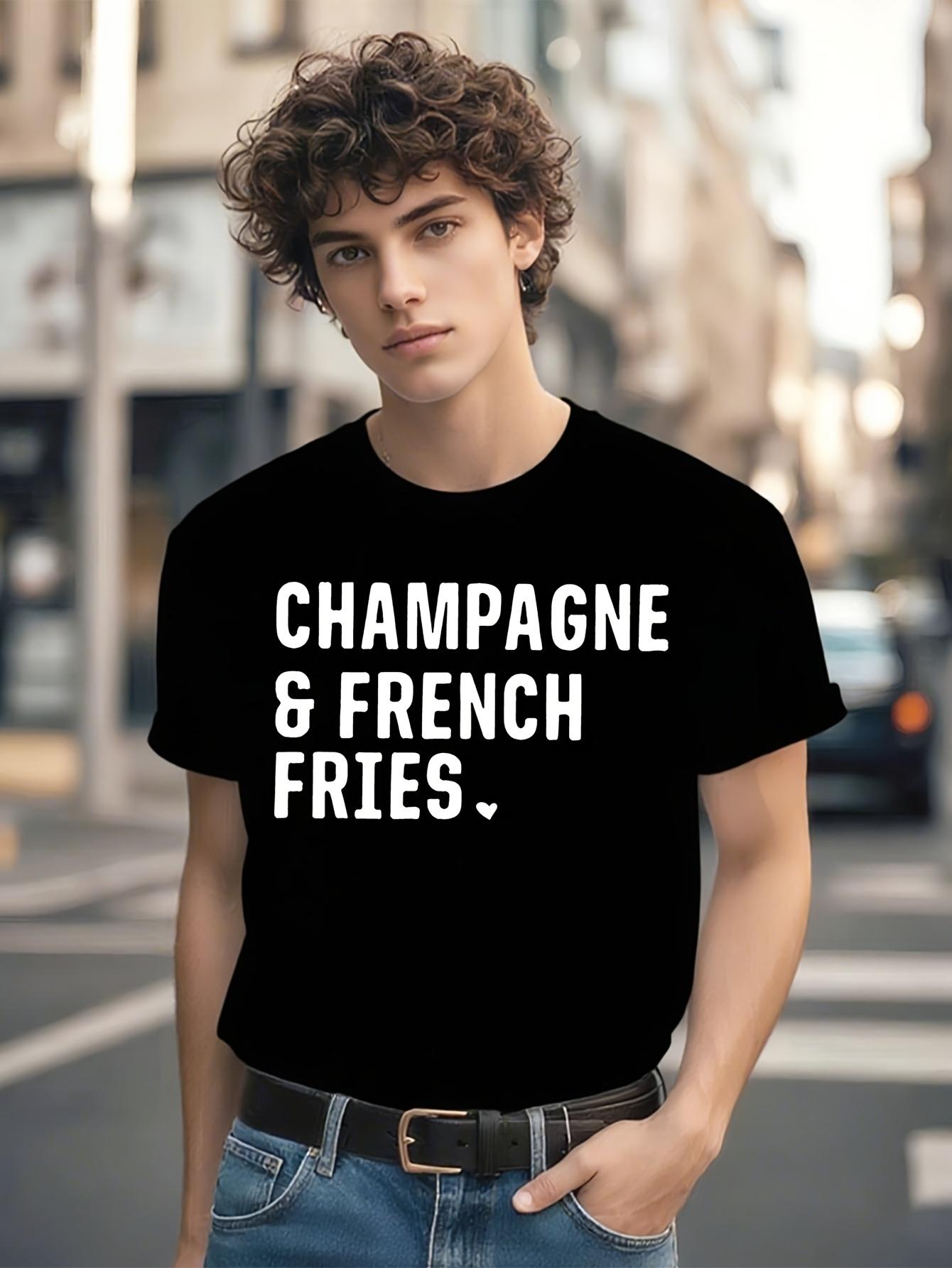Wo Funny Tshirt Funny Champagne French Fries Graphic Tshi... S
