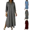 Women's -color Mid-length Loose-fitting Dress With Large Pockets And Casual