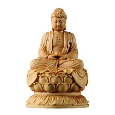 Buddha Shakyamuni Buddha Soto Zen Shakyamuni Buddha Seated Statue Buddha Lotus High Quality Natural Boxwood Wood Tathagata Buddha Carved Buddha Wooden