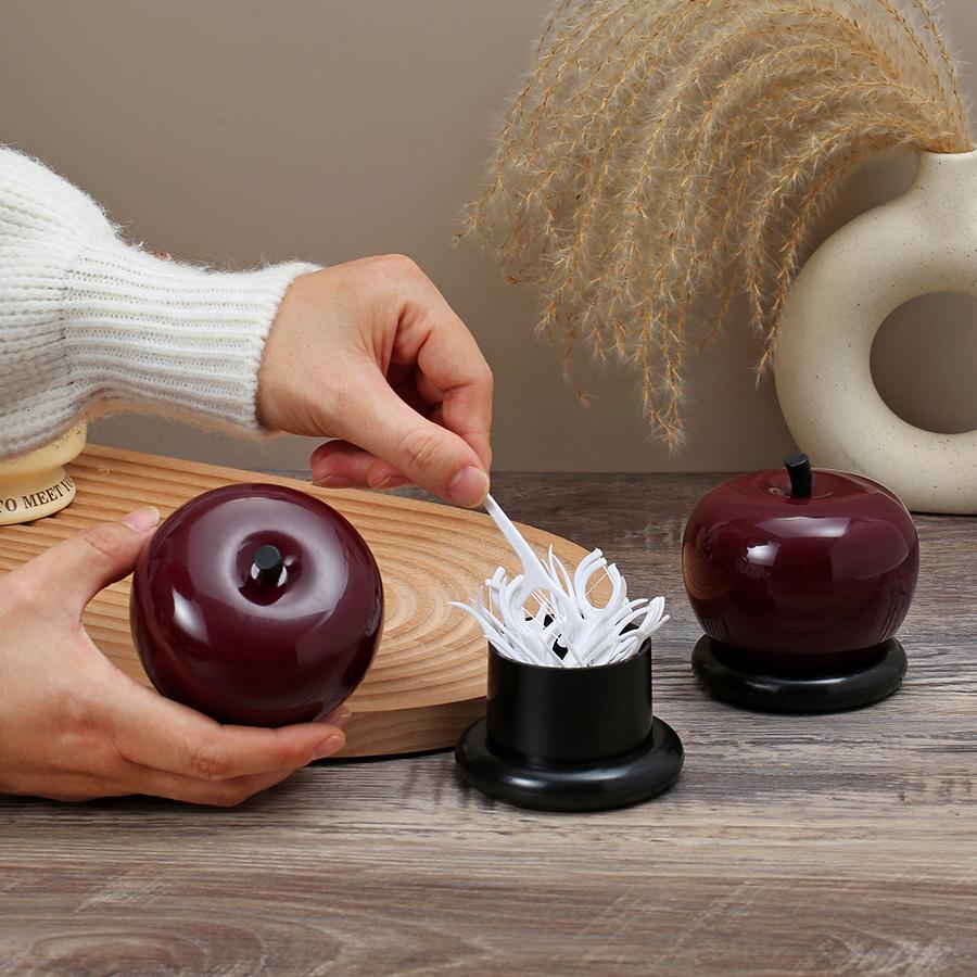 Apple Shape Toothpick Holders, High Value Home Peace and Joy Ornaments, Floss Storage Jar, Restaurant Decorative Ornaments
