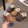 Girls' 2025 Winter Cotton Snow Boots Plus Velvet, Thick Leather Surface, Short, Warm Shoes for Kids