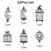 12pcs Thick Paper Black Crow Hanging Decor Dark Glittery Paper Birdcage Pendant  Bar Club